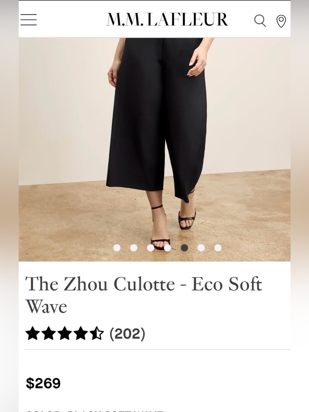 Women’s MM. LAFLEUR The Zhou Culotte - Eco Soft Wave Black Wide L Pants Size 8 - Picture 15 of 15